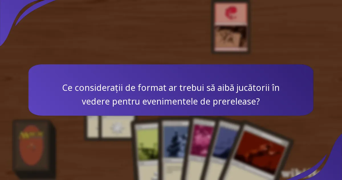 Ce considerații de format ar trebui să aibă jucătorii în vedere pentru evenimentele de prerelease?